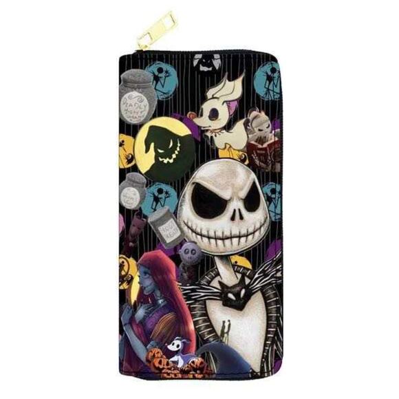 Nightmare Before Christmas Billfold Zippered Wallet Skellington (54) - Picture 1 of 3
